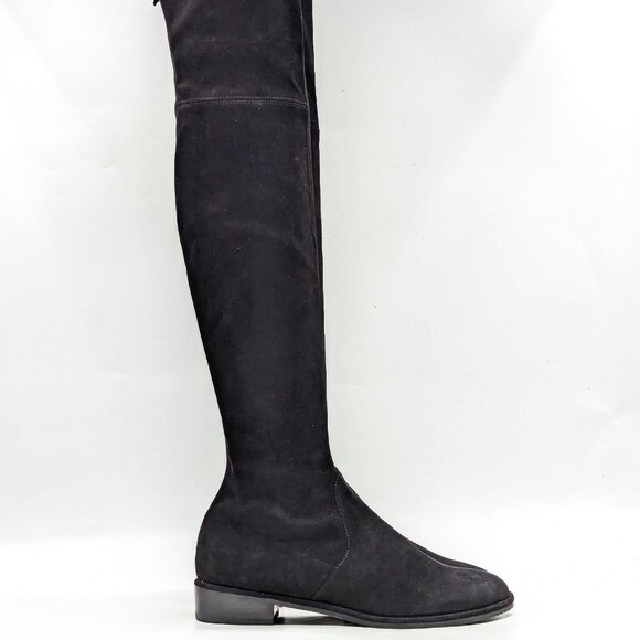 Stuart Weitzman Women Lowland Back Lace Black Suede OTK fashion Boots size 7.5 - Picture 10 of 11